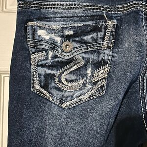 Silver Jeans Dark Blue Denim with Distressed Pocket